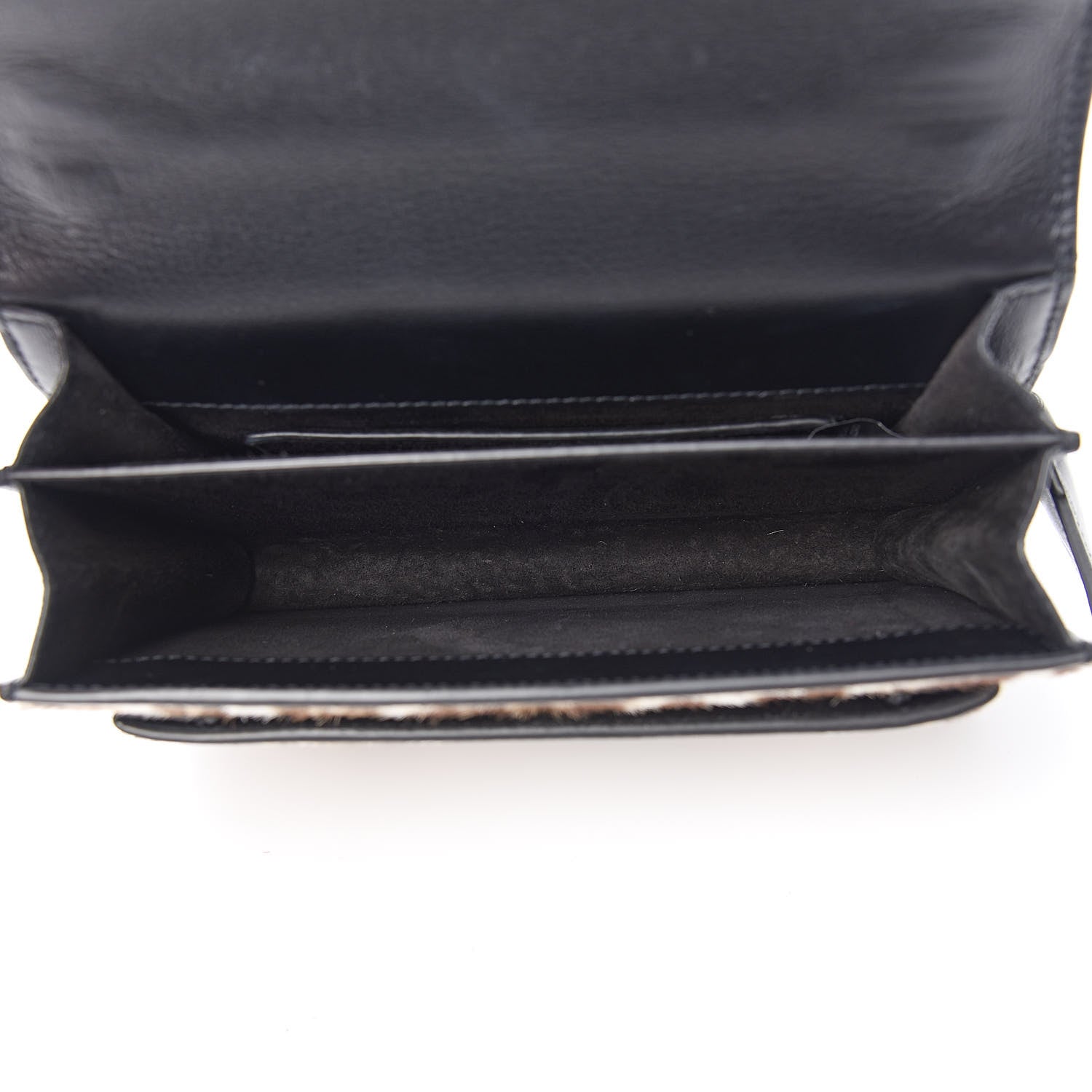 Saint Laurent Calf Hair Leopard Print Monogram Small Sunset Chain Wallet Natural Black 5 of 9