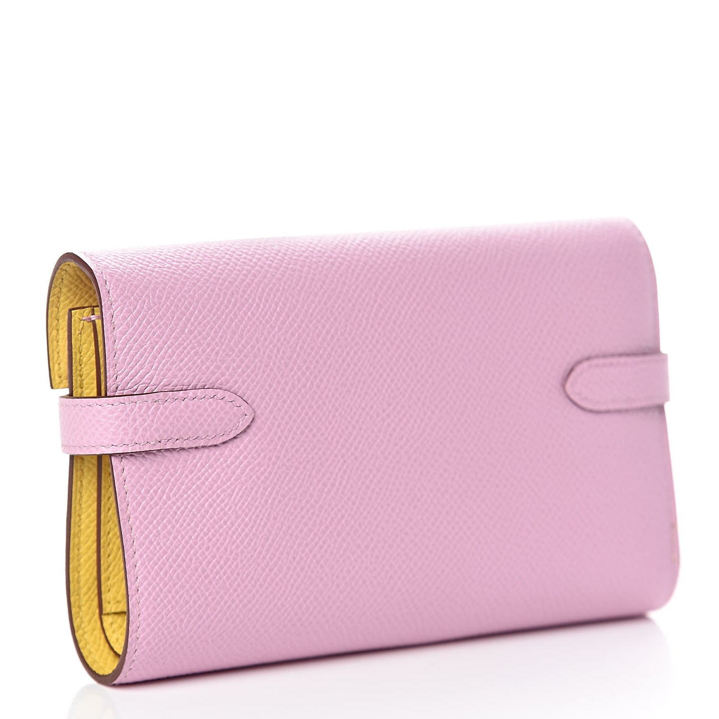 Epsom Medium Kelly Wallet Mauve Sylvestre Jaune de Naples