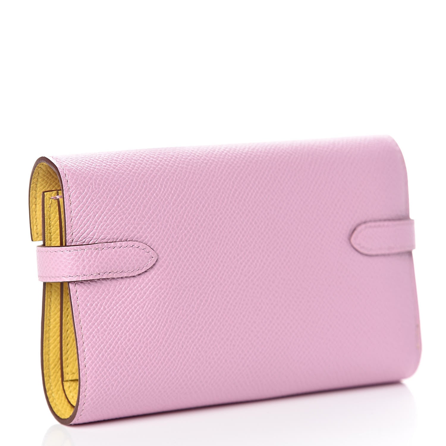 Hermes Epsom Medium Kelly Wallet Mauve Sylvestre Jaune de Naples 3 of 8