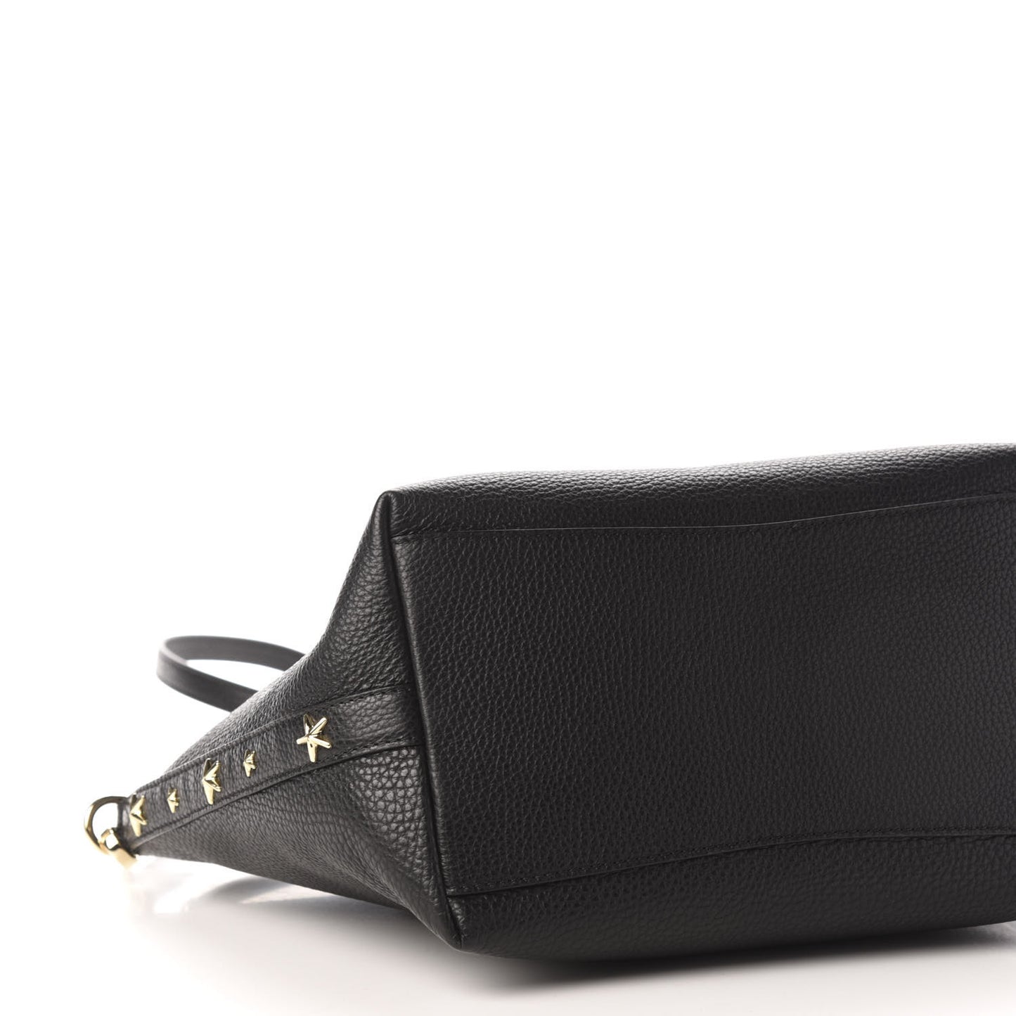 Grainy Calfskin Star Studded Bria Tote Black