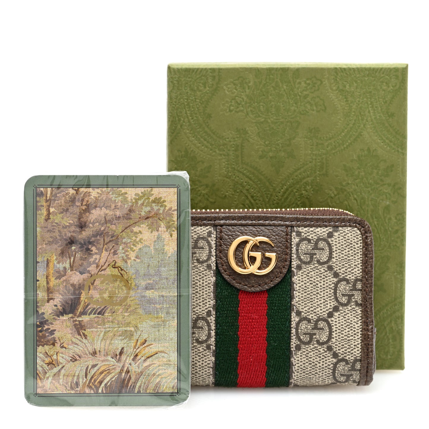 GG Supreme Monogram Web Ophidia Playing Card Case Beige New Acero