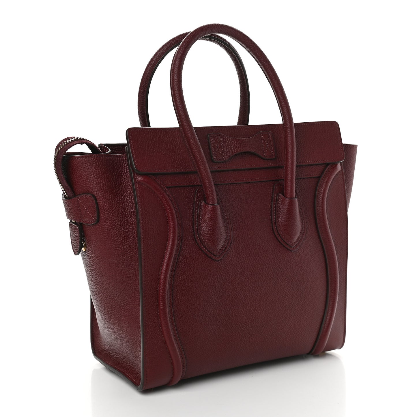 Drummed Calfskin Micro Luggage Light Burgundy