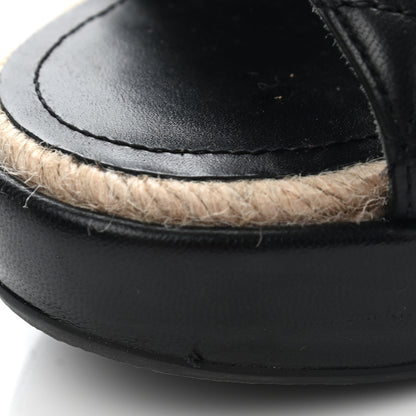 Chanel Lambskin Quilted CC Espadrille Slip On Sandals 35 Black 12 of 14