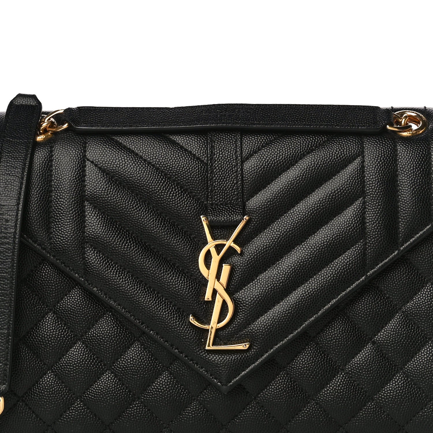 Saint Laurent Grain De Poudre Textured Mixed Matelasse Triquilt Medium Monogram Satchel Black 8 of 16