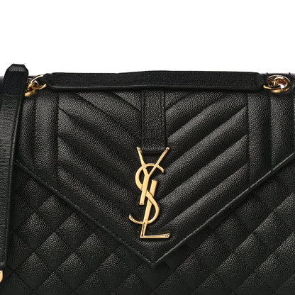 Saint Laurent Grain De Poudre Textured Mixed Matelasse Triquilt Medium Monogram Satchel Black 8 of 16