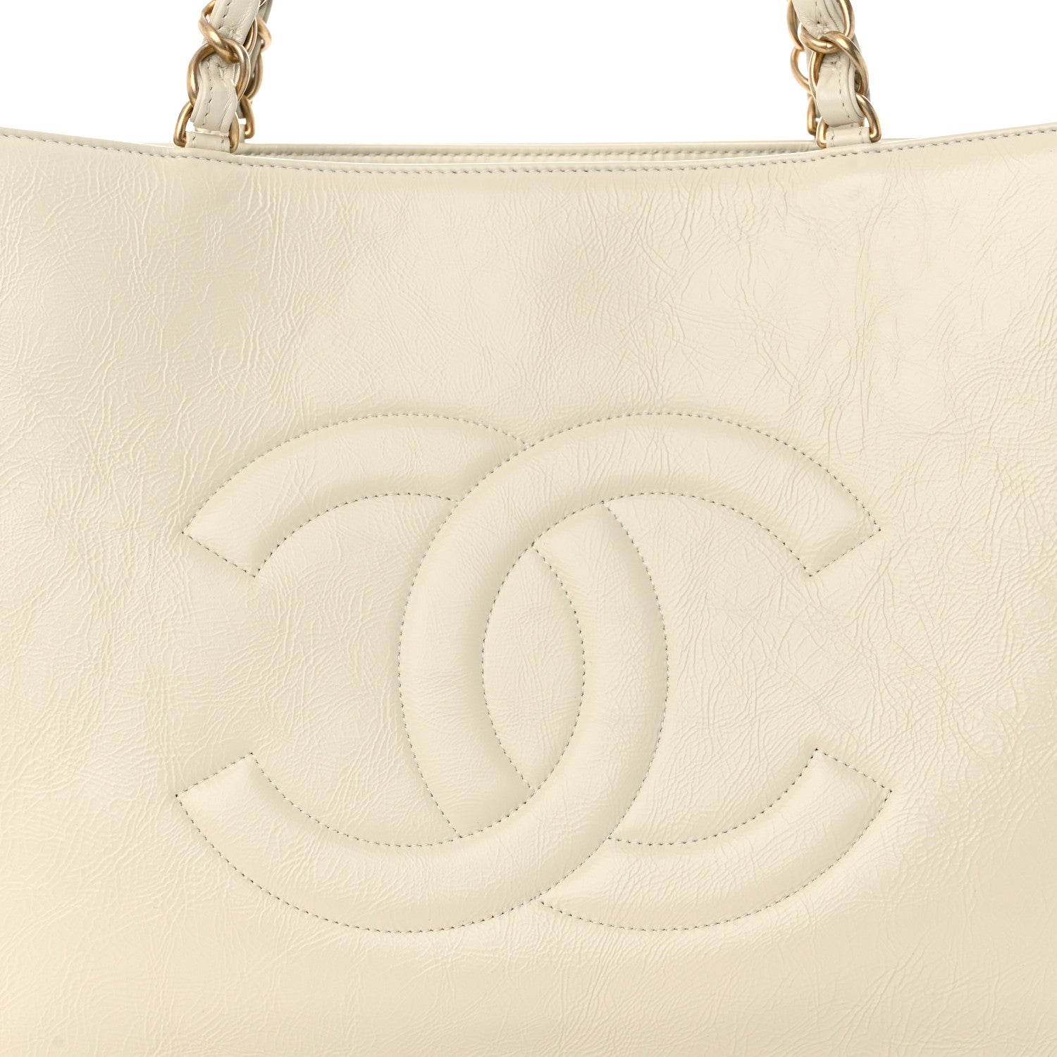 Chanel Shiny Aged Calfskin Shopping Bag White 8 of 19