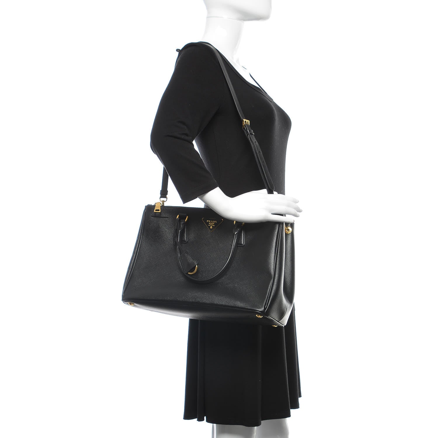 Prada Saffiano Medium Galleria Double Zip Tote Black 2 of 14