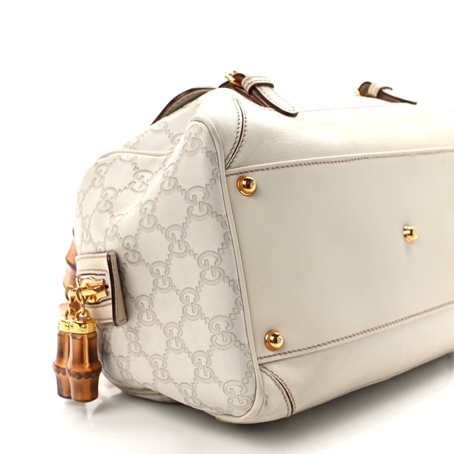 Gucci Guccissima Bamboo Top Handle Boston Bag Off White 8 of 11