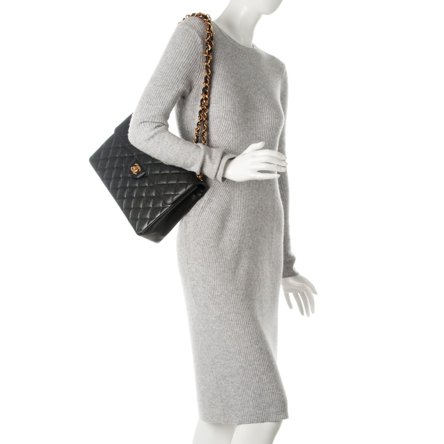 Caviar Quilted Jumbo Single Flap Black