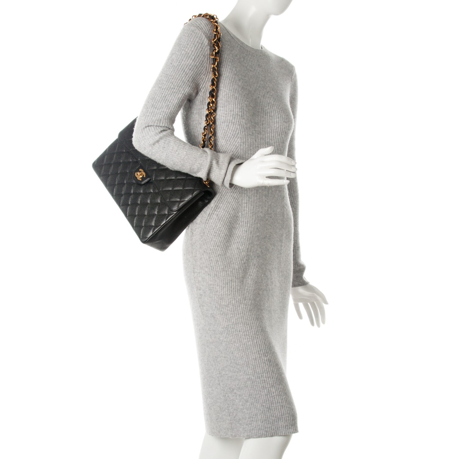 Chanel Caviar Quilted Jumbo Single Flap Black 3 of 9