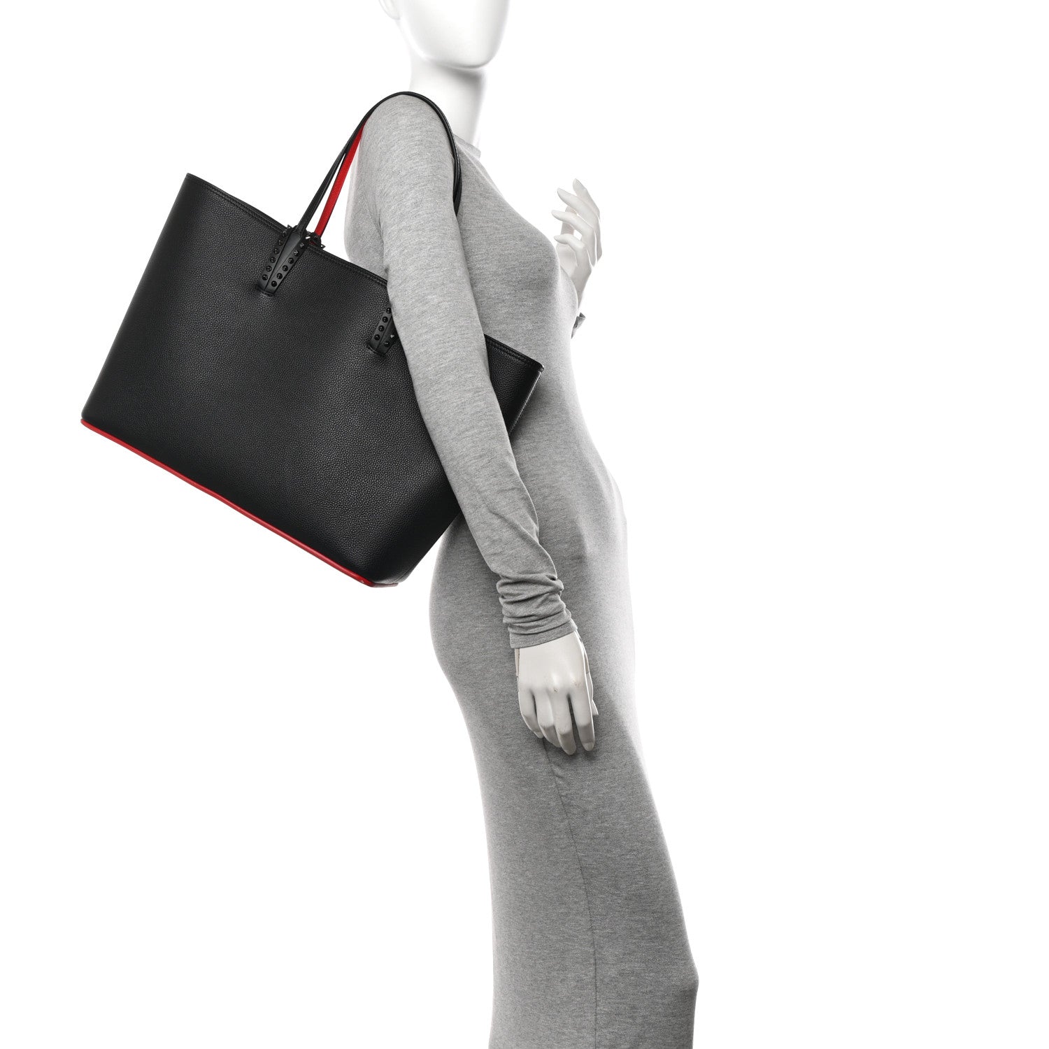 Christian Louboutin Calfskin Spikes East West Cabata Tote Black 2 of 11