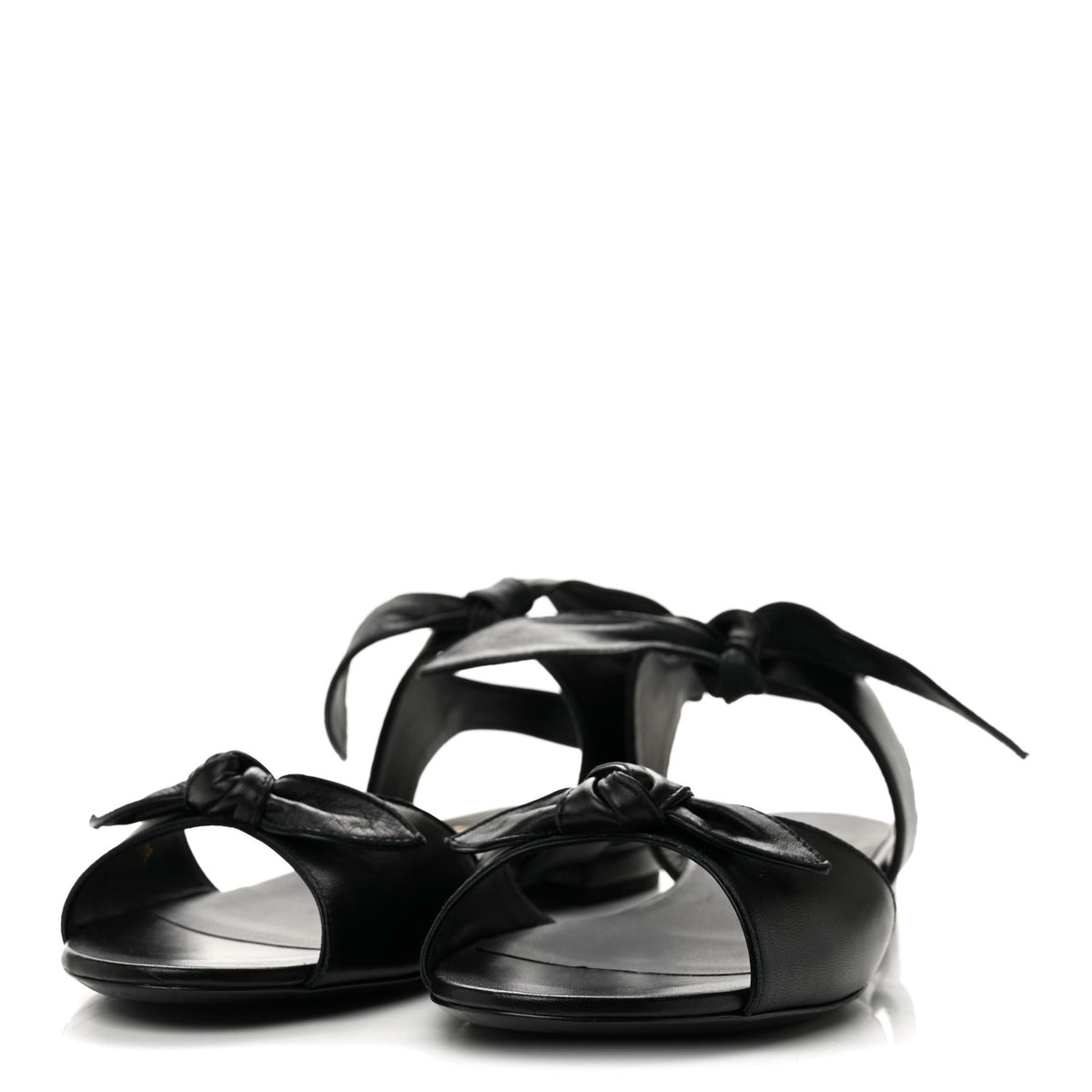 Chanel Lambskin Bow CC Flat Sandals 38.5 Black 4 of 9
