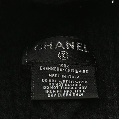 Chanel Cashmere CC Beanie Hat Black White 5 of 8