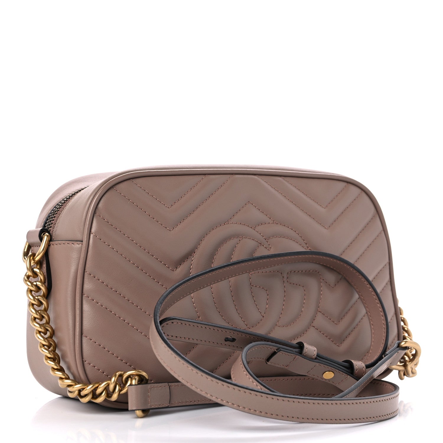 Gucci Calfskin Matelasse Small GG Marmont Chain Shoulder Bag Porcelain Rose 3 of 11
