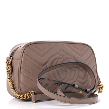 Gucci Calfskin Matelasse Small GG Marmont Chain Shoulder Bag Porcelain Rose 3 of 11