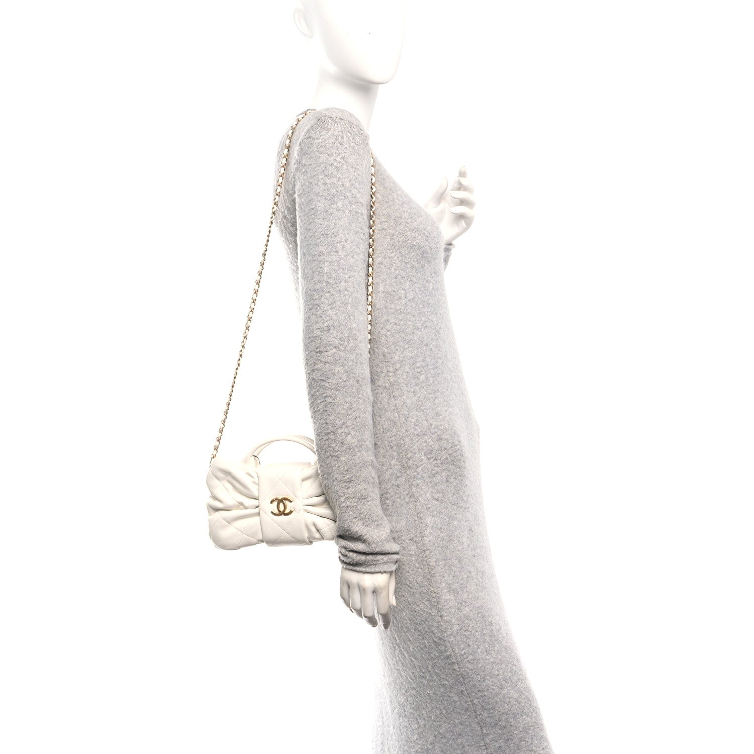 Chanel Lambskin Quilted Mini Bow Bag White 2 of 10