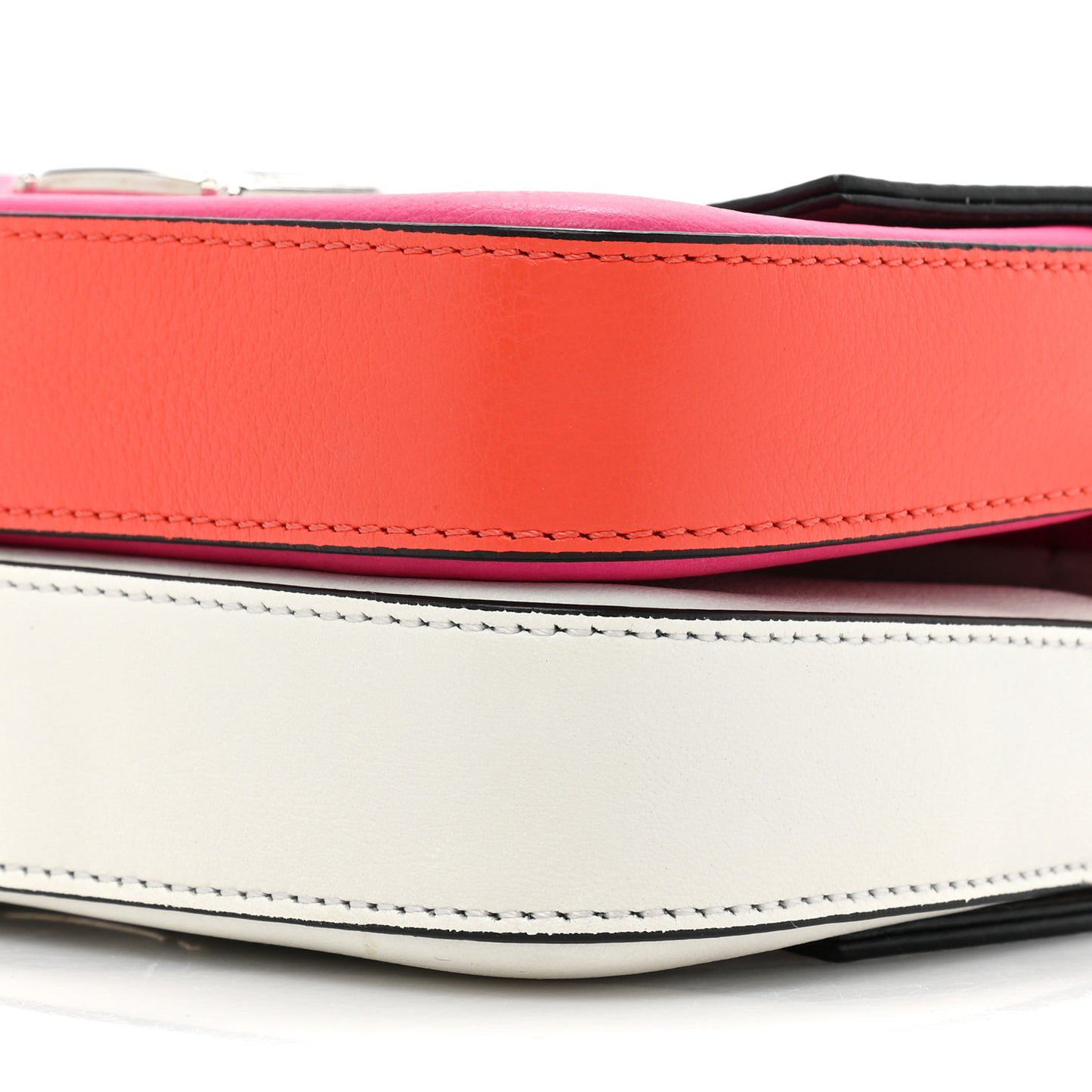 Vitello Dolce Nappa Flowerland Tri-Color Micro Double Baguette Fuxia White Ice Papavero