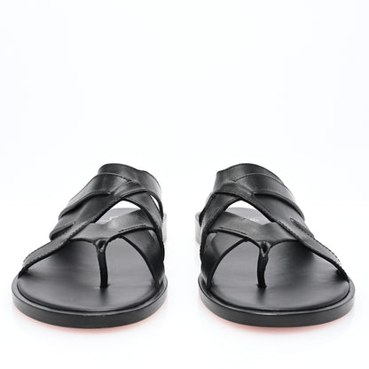 Christian Louboutin Calf Mens Sinouhe Flat Slide Sandals 41 Black 2 of 7