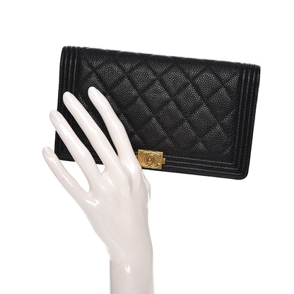 Chanel Caviar Quilted Boy Yen Wallet Black 2 of 9