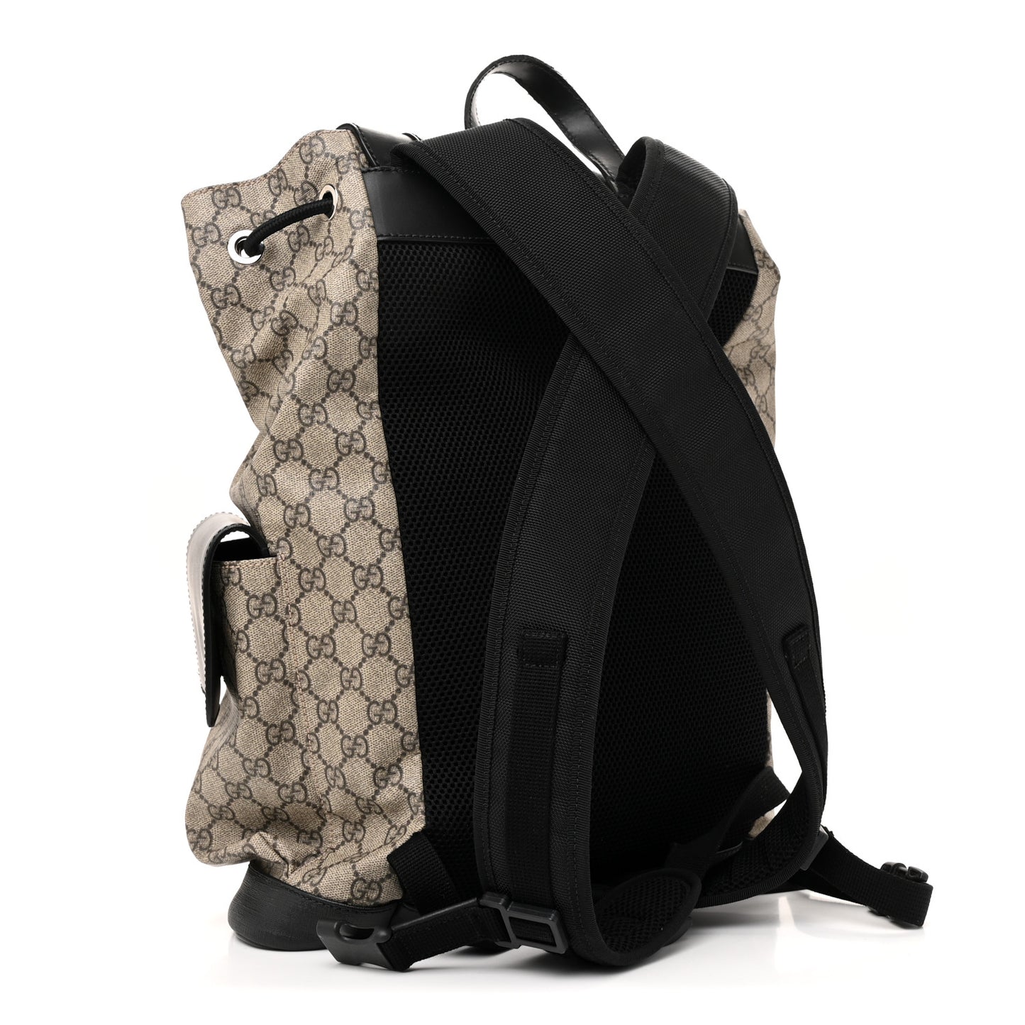 Soft GG Supreme Monogram Double Buckle Backpack Beige Black