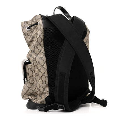 Gucci Soft GG Supreme Monogram Double Buckle Backpack Beige Black 3 of 13