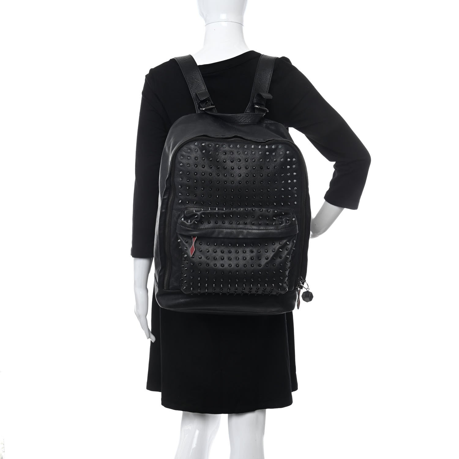 Christian Louboutin Calfskin Spiked Backpack Black 2 of 10