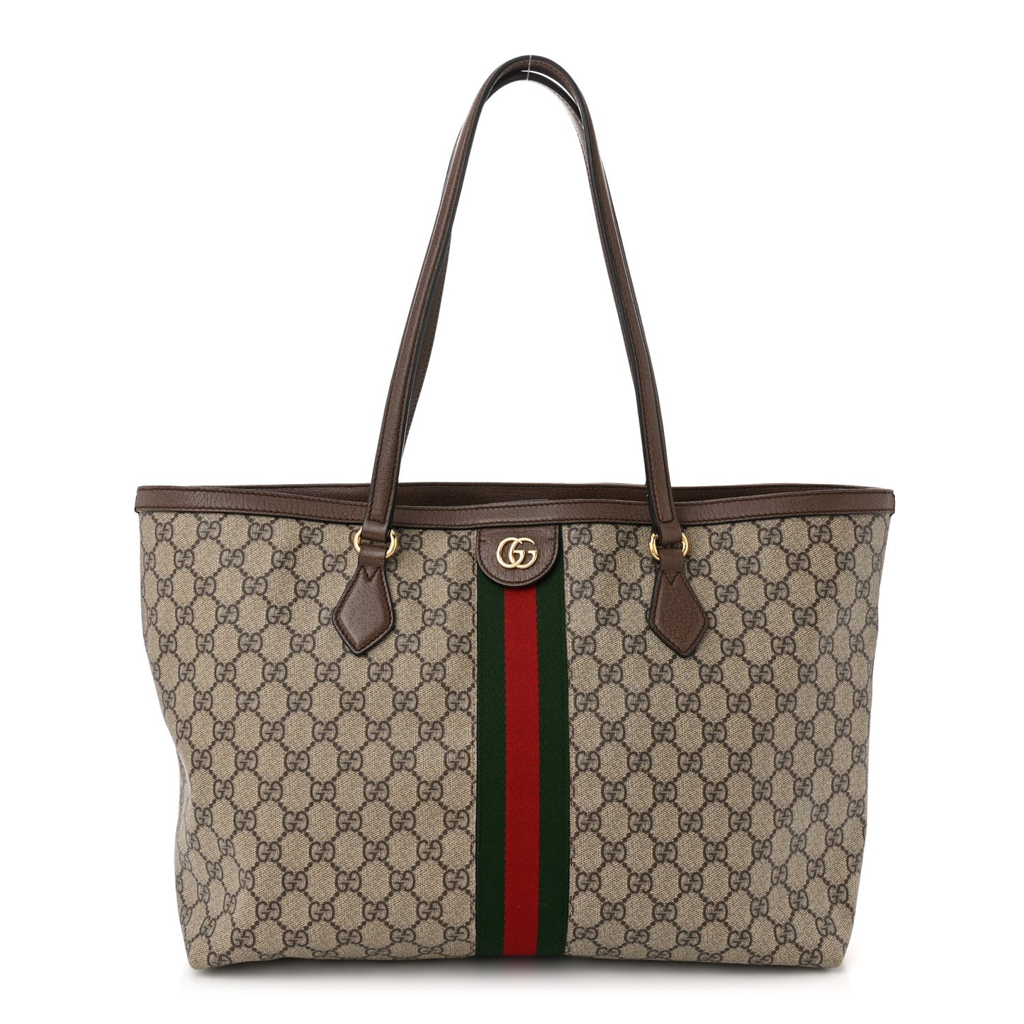 GG Supreme Monogram Medium Ophidia Shopping Tote Brown