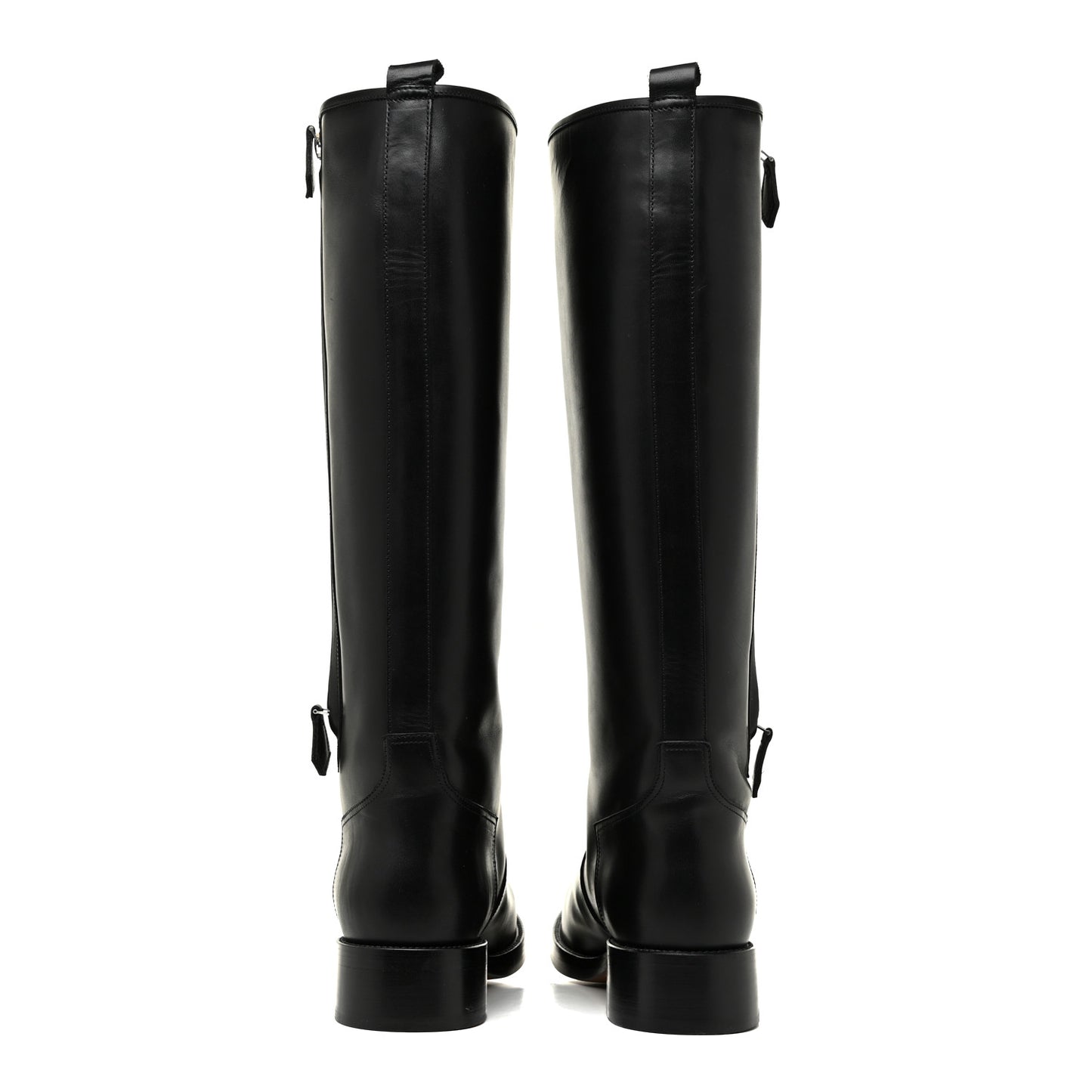 Box Calfskin Equestrian Land Boots 37.5 Black