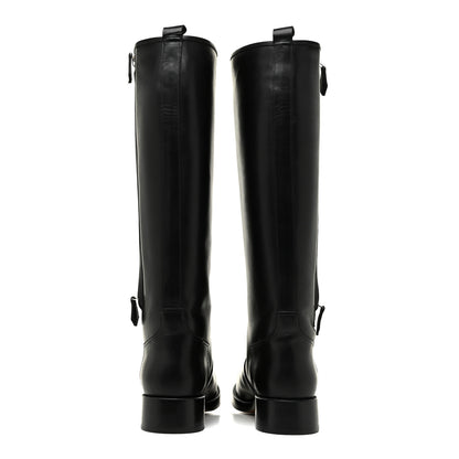 Hermes Box Calfskin Equestrian Land Boots 37.5 Black 4 of 10