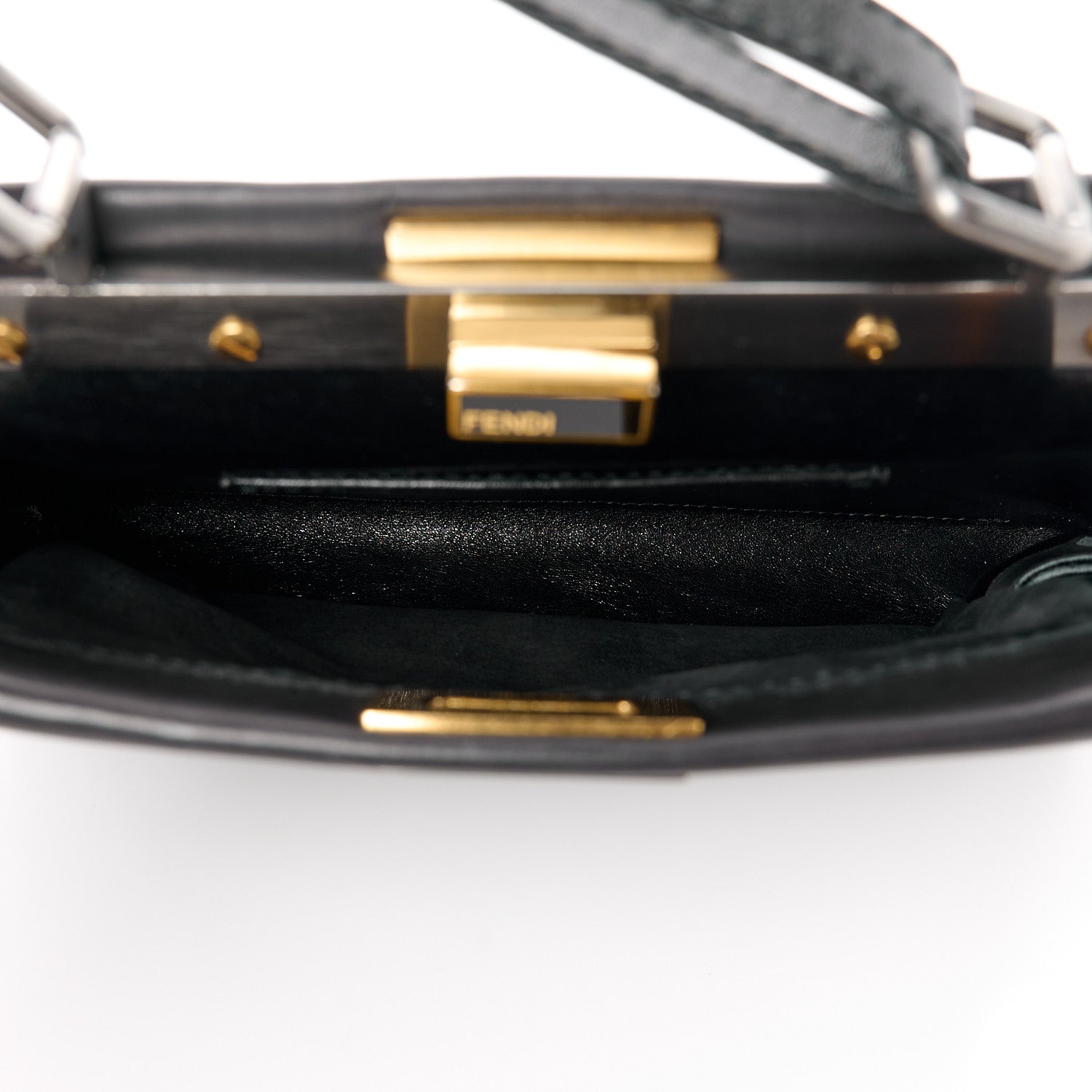 Fendi Vitello Saddle Mini Peekaboo Iconic Satchel Black 5 of 13
