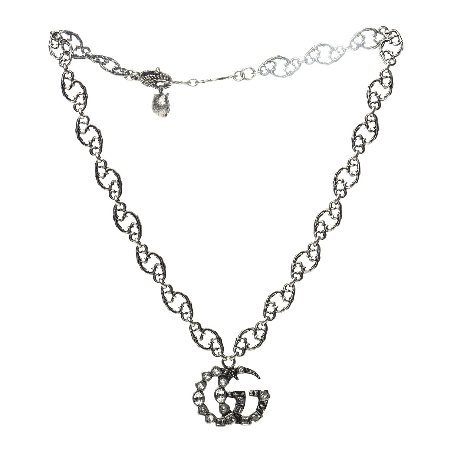 Gucci Crystal Marmont Necklace Aged Silver 3 of 7