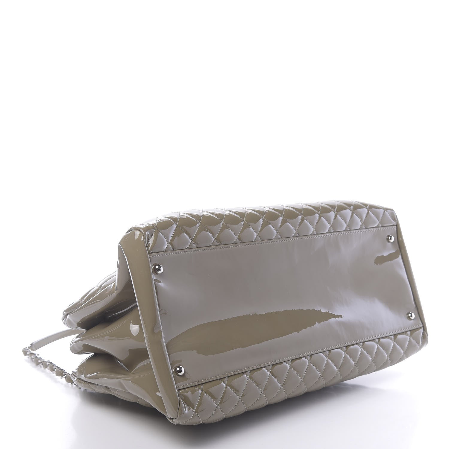 Chanel Patent Quilted Large Just Mademoiselle Bowling Bag Gris Fonce 4 of 10
