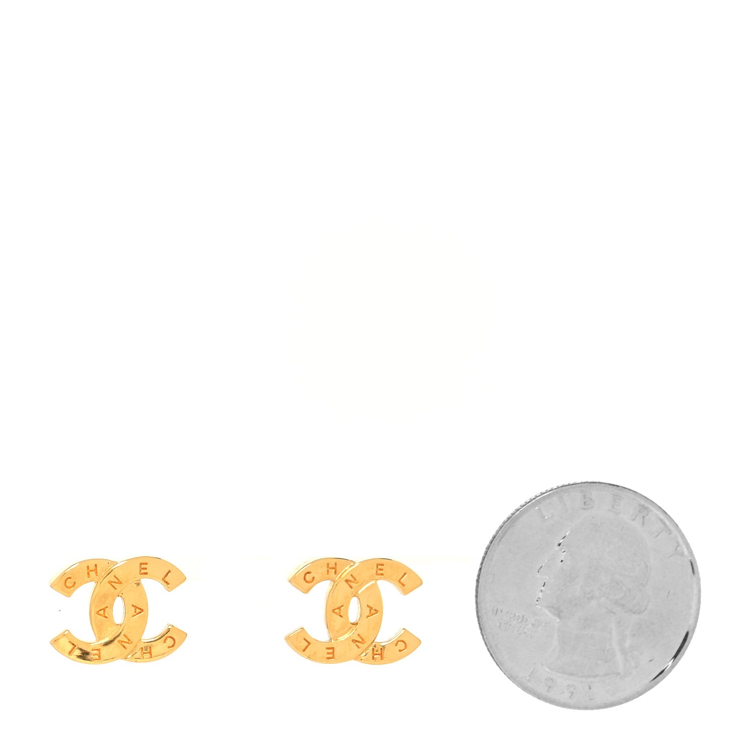 Chanel Metal CC Paris Button Stud Earrings Gold 2 of 4
