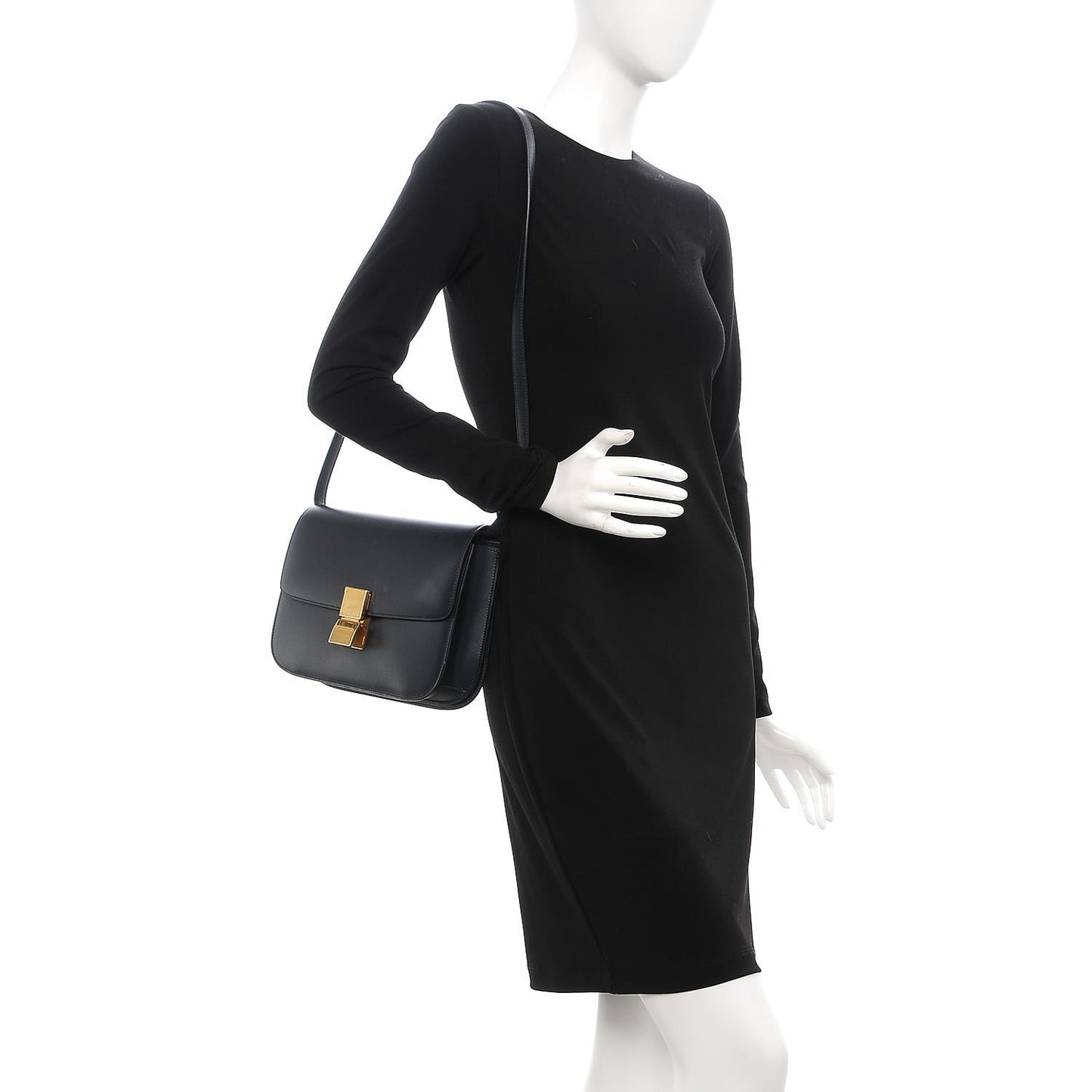 Box Calfskin Medium Classic Box Flap Bag Navy