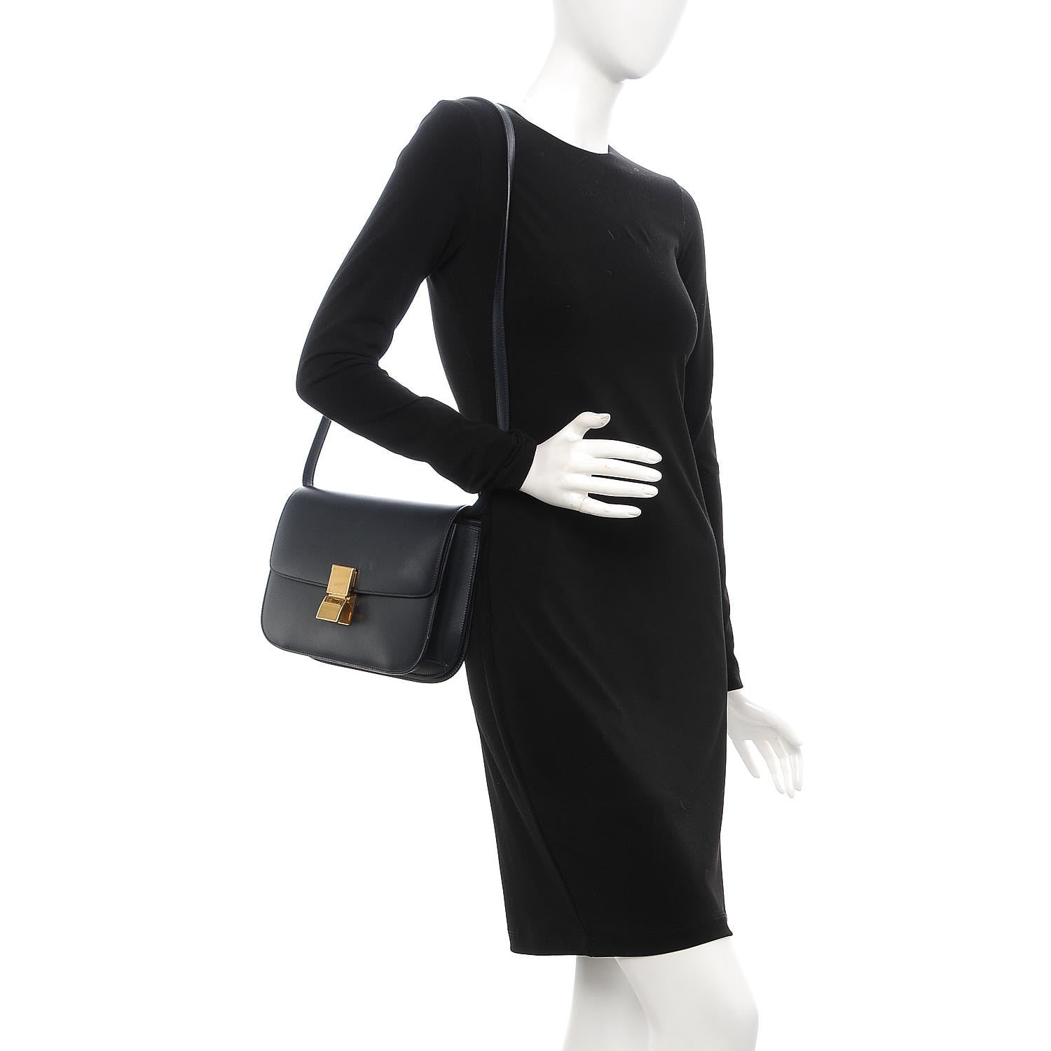 Celine Box Calfskin Medium Classic Box Flap Bag Navy 2 of 7