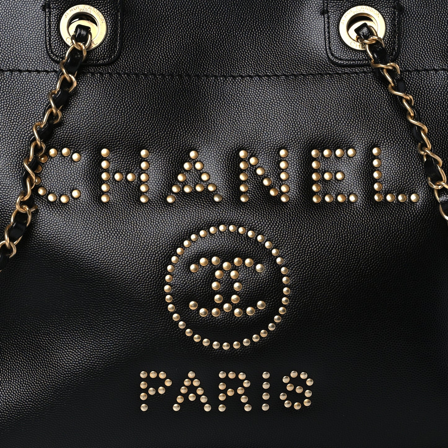 Caviar Small Studded Deauville Tote Black