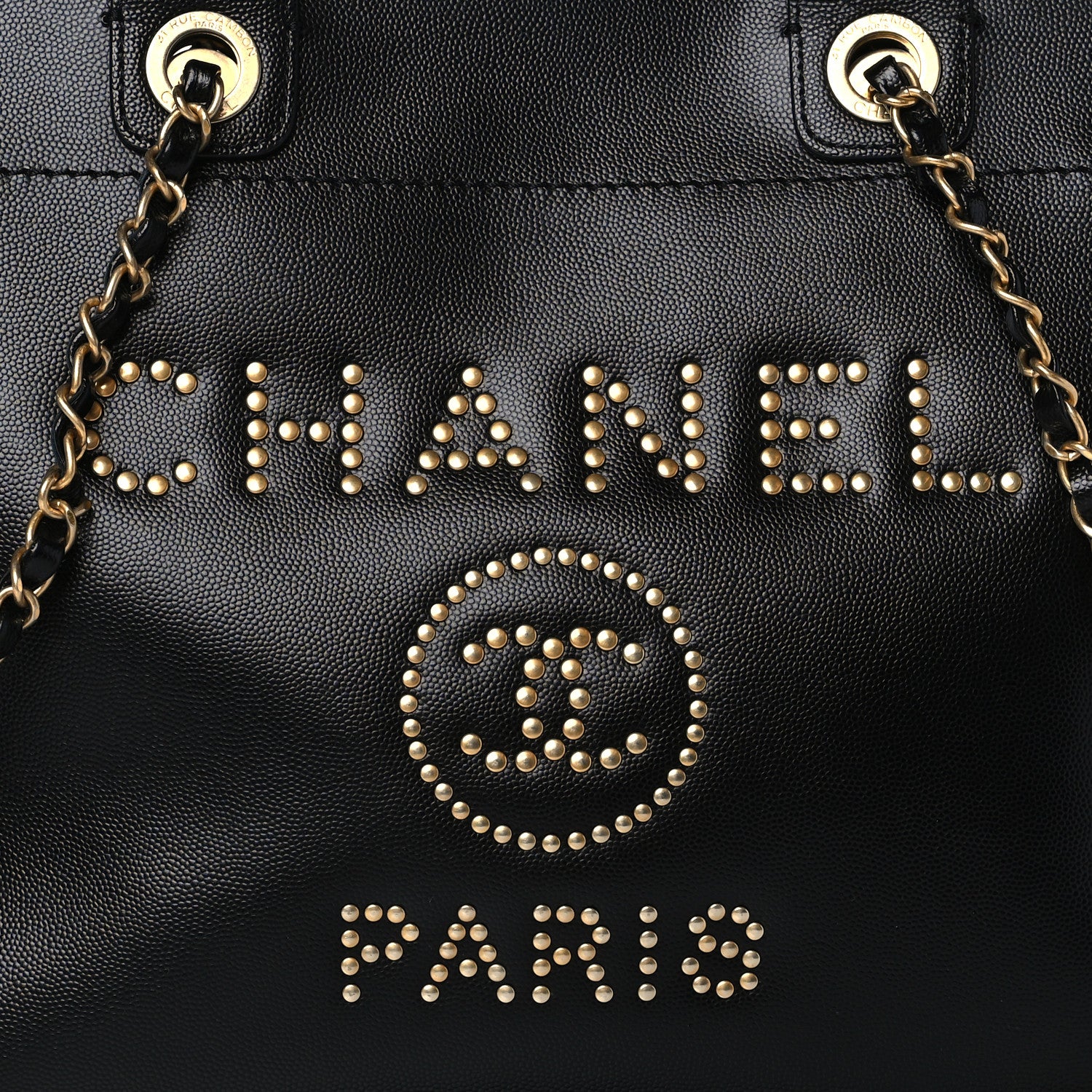Chanel Caviar Small Studded Deauville Tote Black 8 of 10