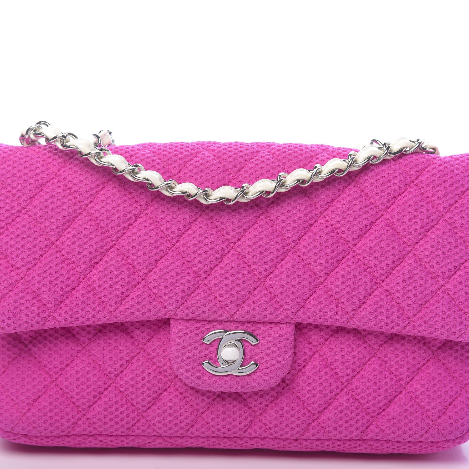 Chanel Neoprene Quilted Medium Single Flap Pink 10 of 10