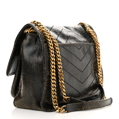 Saint Laurent Crinkled Calfskin Matelasse Monogram Medium Niki Chain Satchel Black Ocra 3 of 11