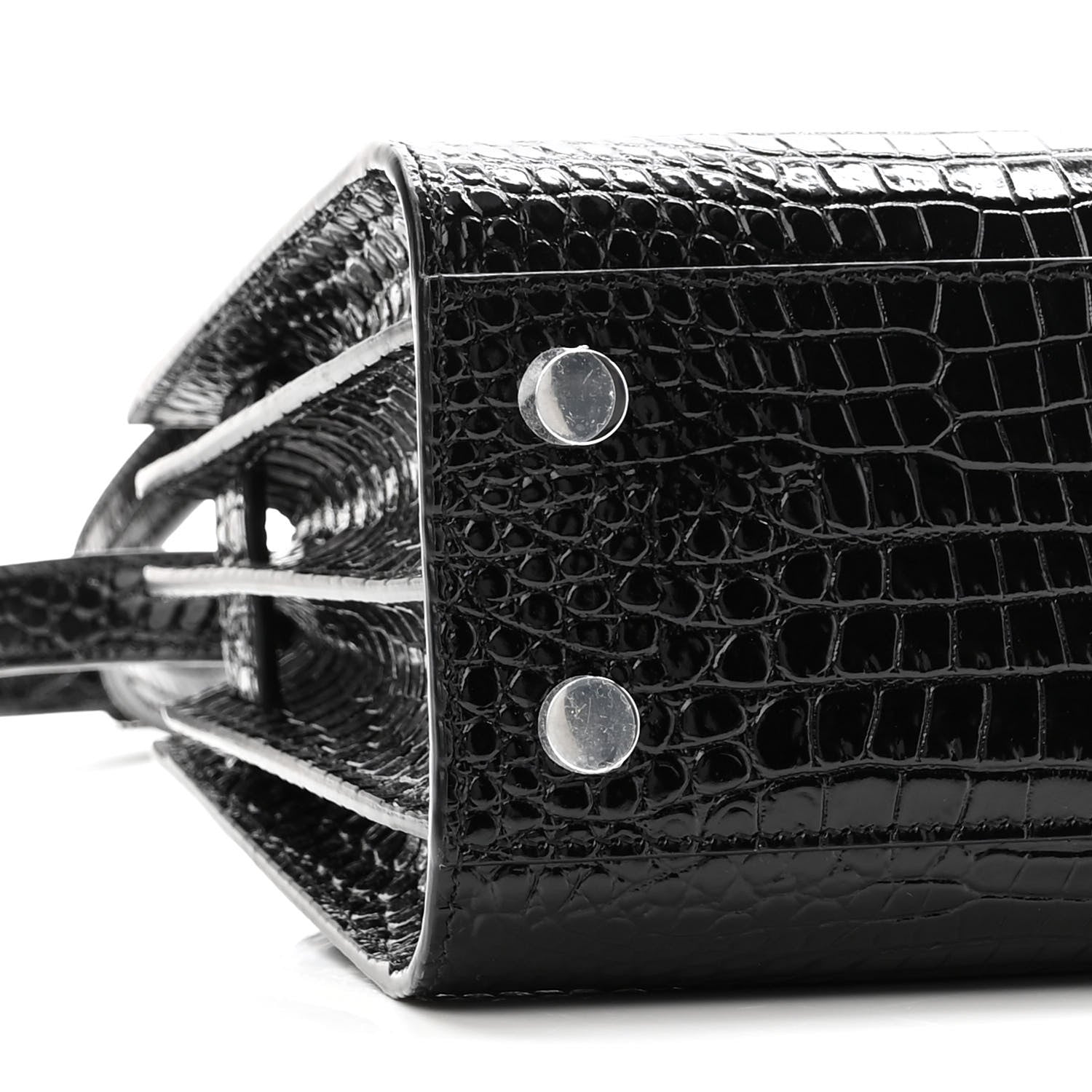 Saint Laurent Calfskin Crocodile Embossed Nano Sac De Jour Black 8 of 9