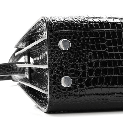 Saint Laurent Calfskin Crocodile Embossed Nano Sac De Jour Black 8 of 9