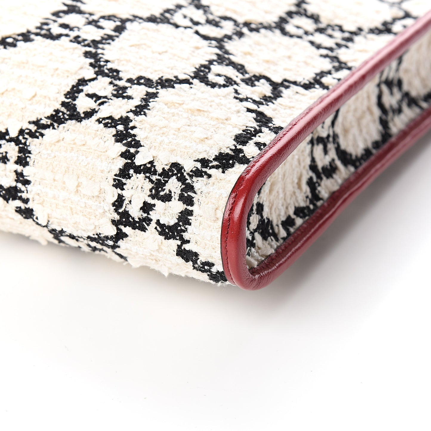 Tweed GG Monogram Large Rajah Chain Tote White Black Romantic Cherry