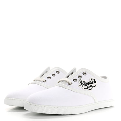 Hermes Canvas Embroidered Innocent Sneakers 36.5 White 4 of 11