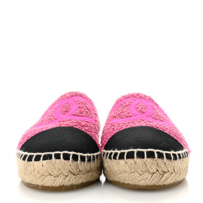 Chanel Fabric Grosgrain CC Espadrilles 38 Dark Pink Black 3 of 10