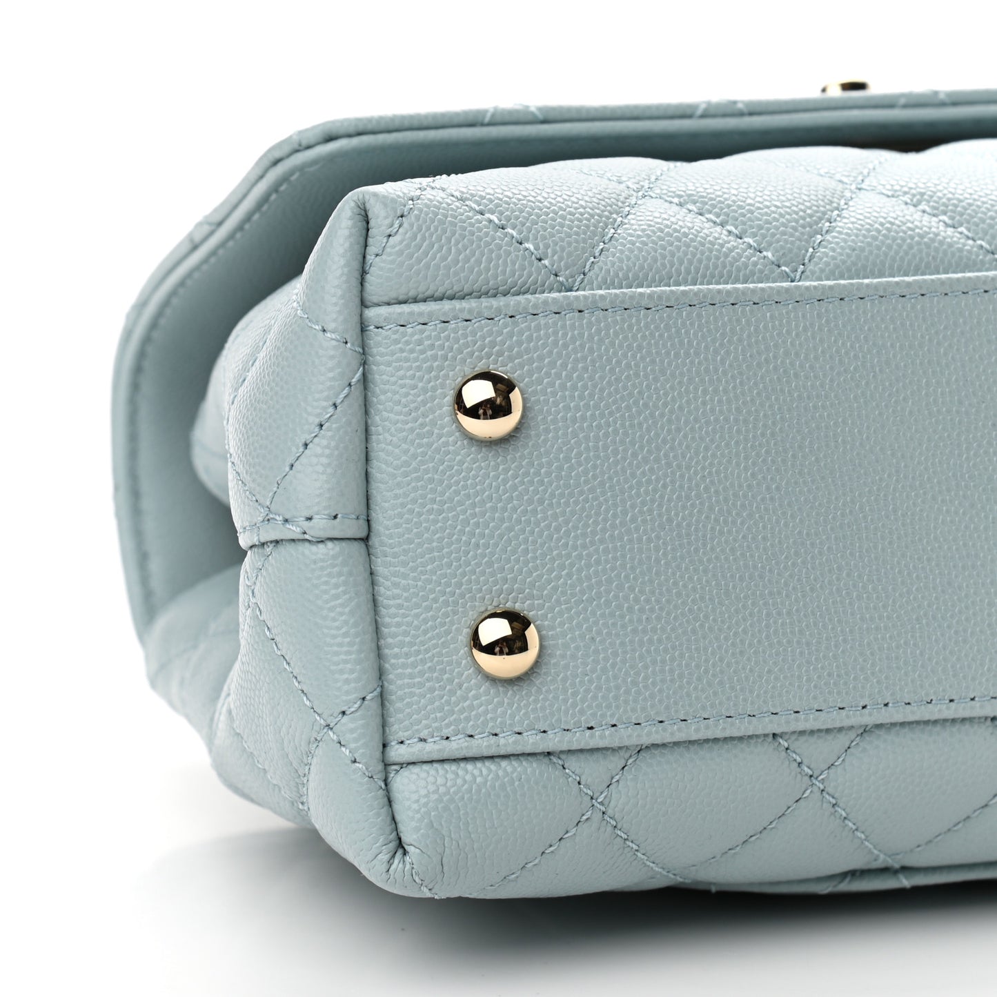 Caviar Quilted Mini Coco Handle Flap Light Blue