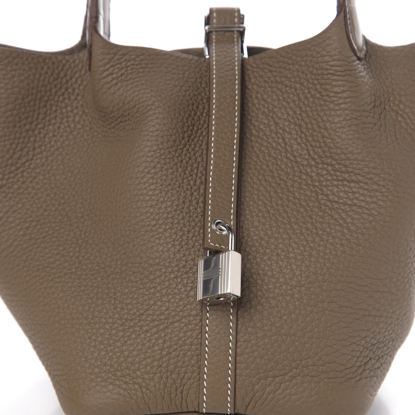 Taurillon Clemence Matte Alligator Picotin Lock Touch 18 PM Etoupe