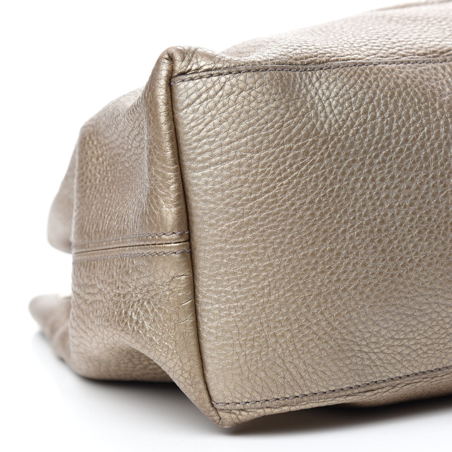 Metallic Pebbled Calfskin Medium Soho Chain Shoulder Bag Golden Beige