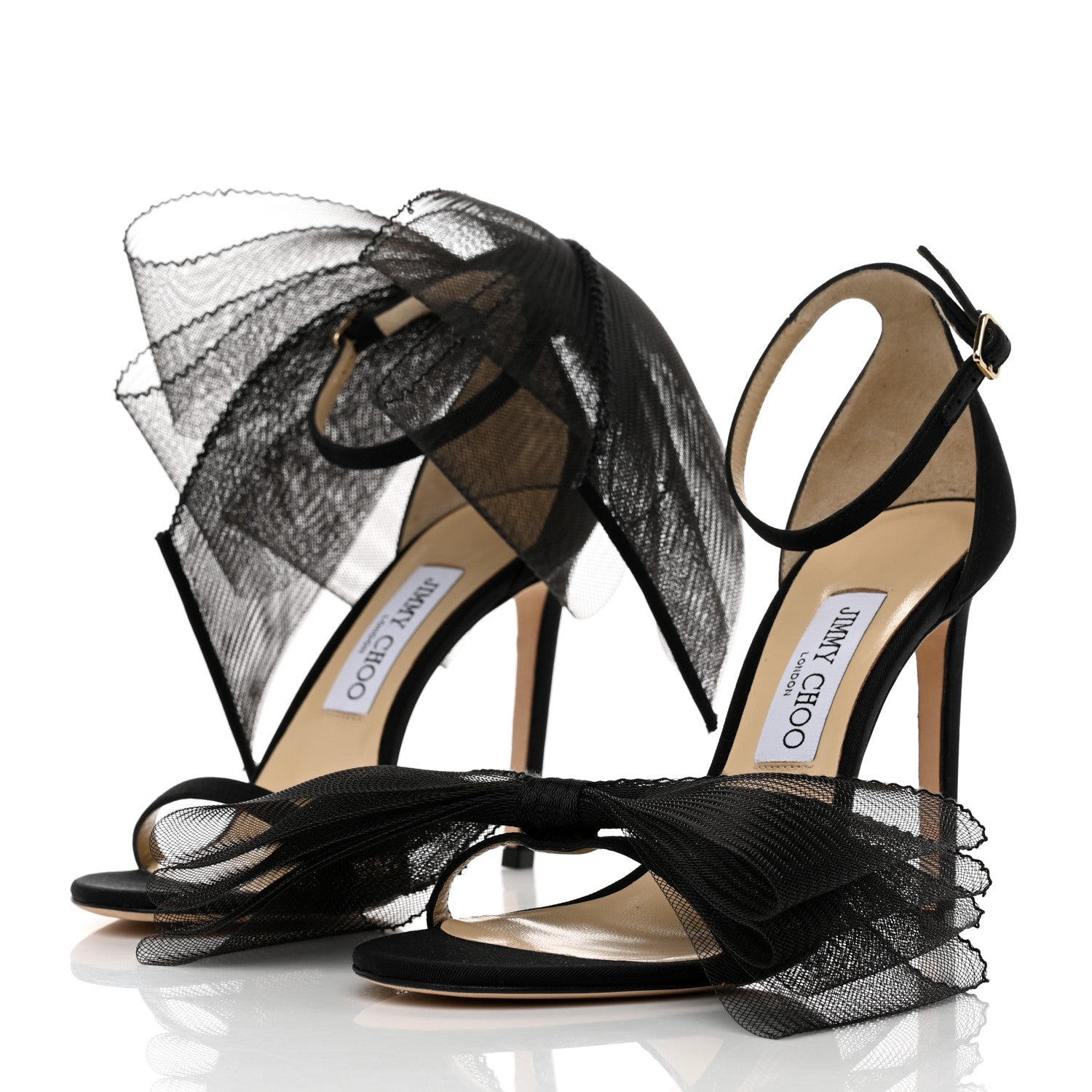 Jimmy Choo Grosgrain Aveline Bow 100 Sandals 38.5 Black 3 of 8
