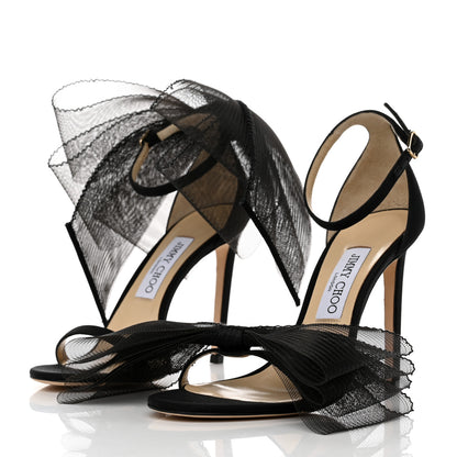 Jimmy Choo Grosgrain Aveline Bow 100 Sandals 38.5 Black 3 of 8