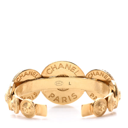 Chanel Metal Medallion CC Cuff Bracelet L Gold 3 of 4